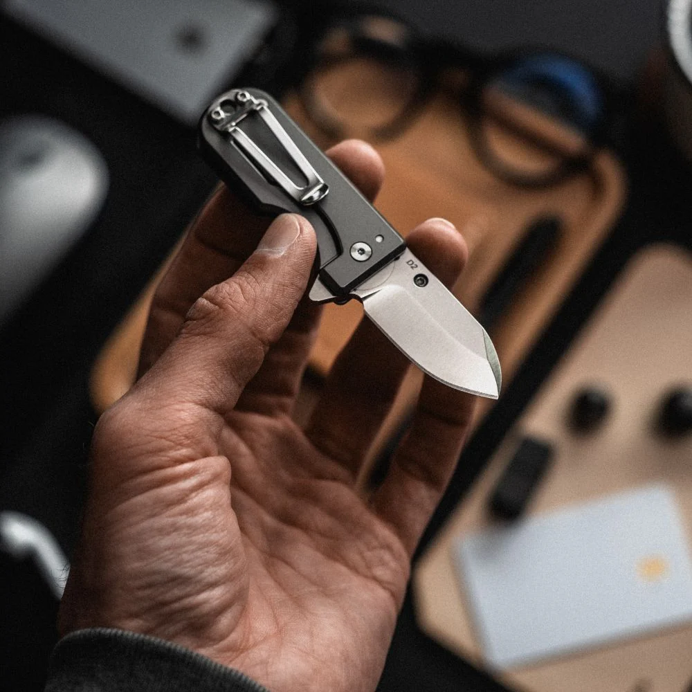 Нож раскладной WESN MICROBLADE - с накладками Titanium - клинок 3.8 см - сталь D2 - Пожизненная гарантия!(арт. WESN01-0)