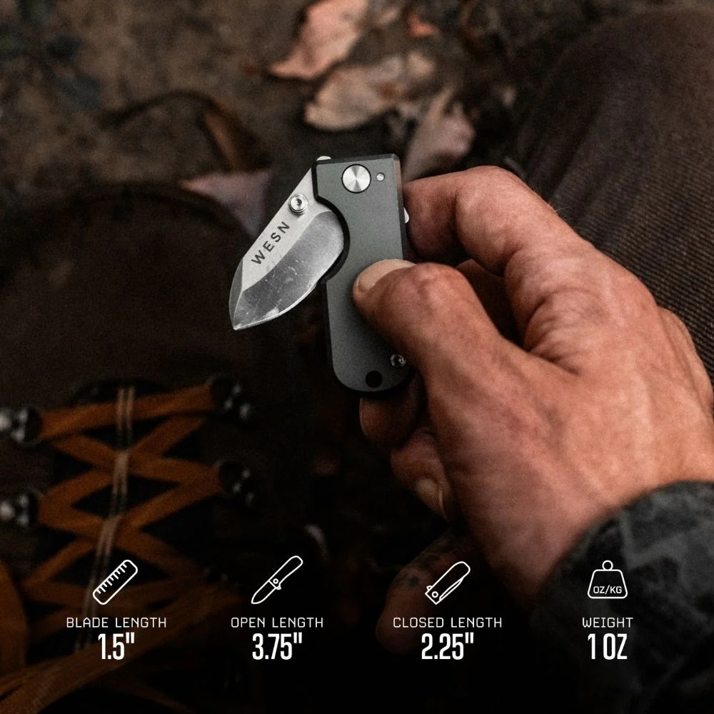 Нож раскладной WESN MICROBLADE - с накладками Titanium - клинок 3.8 см - сталь D2 - Пожизненная гарантия!(арт. WESN01-0)