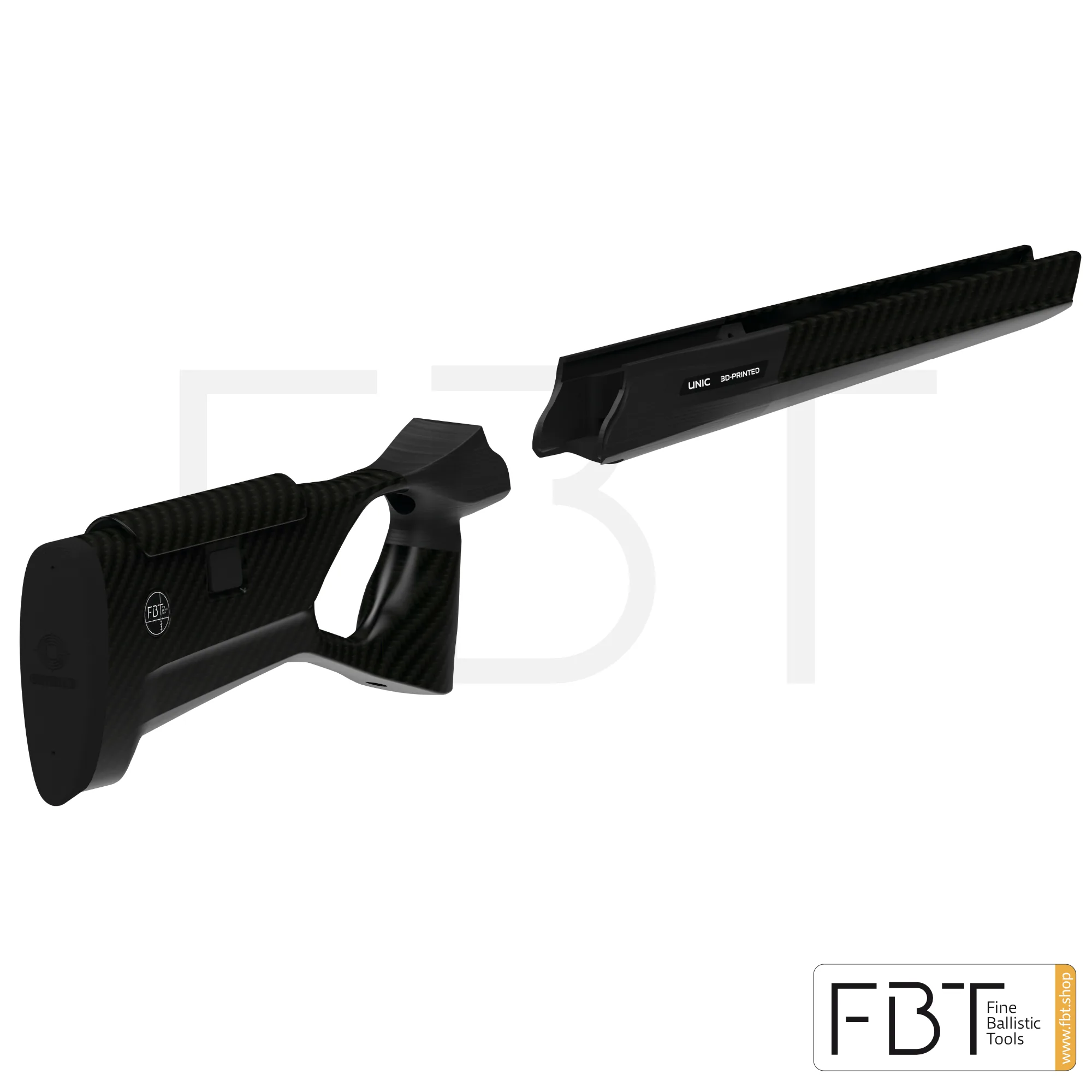Ложе карбоновое FBT UNIC из двух частей- для Blaser R8 Professional SW - с биподом Spartan Javelin - антабка QD (арт. UR-R8-2P-SW-SJ)